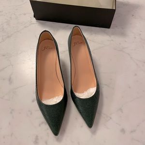 Green snake skin kitten heels 9.5